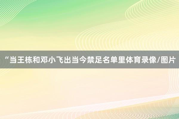 “当王栋和邓小飞出当今禁足名单里体育录像/图片