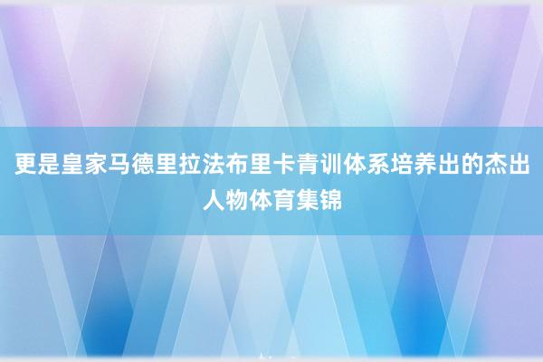 更是皇家马德里拉法布里卡青训体系培养出的杰出人物体育集锦