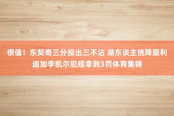 很值！东契奇三分投出三不沾 湖东谈主挑降服利追加李凯尔犯规拿到3罚体育集锦
